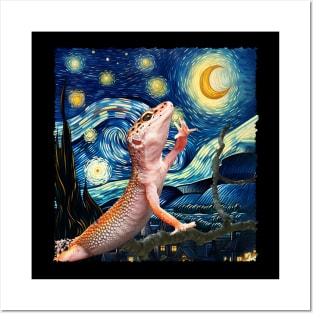 Leopard Lounge Starry Night Tees with a Dash of Gecko Glamour Posters and Art